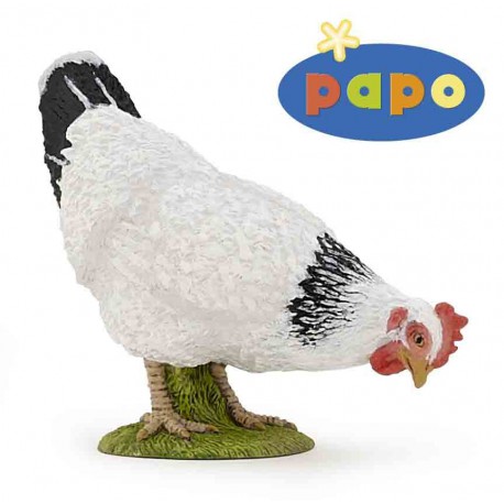 Figurine Poule blanche picorant PAPO