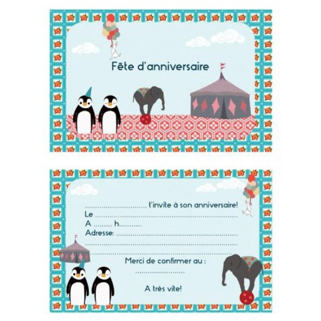 Lot de 10 cartes d'anniversaire Pingouin