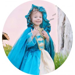 Cape de reine en satin bleu (6-9 ans)