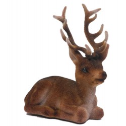 Cerf couché en velours (12 cm)