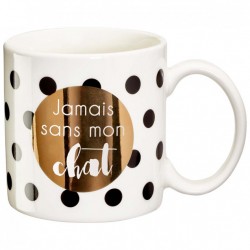 Mug Black&Gold "Jamais sans mon chat"