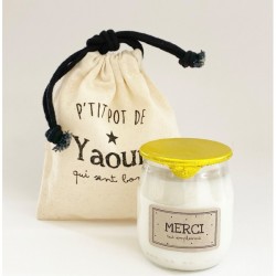 Bougie p'tit pot de yaourt "Merci"