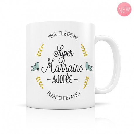 Mug tu veux être ma marraine - idée cadeau