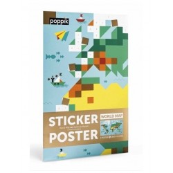 Poppik sticker poster Wereldkaart