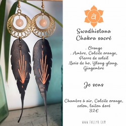 Boucles plumes 7 chakras xxl (orange-calcite) folly.d