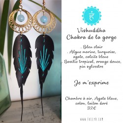 Boucles plumes 7 chakras xxl (bleu clair-agate) folly.d