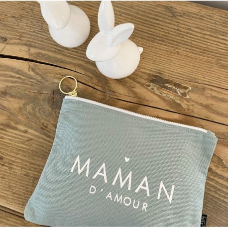 Trousse bleu caraïbe sérigraphiée "Maman d'amour"