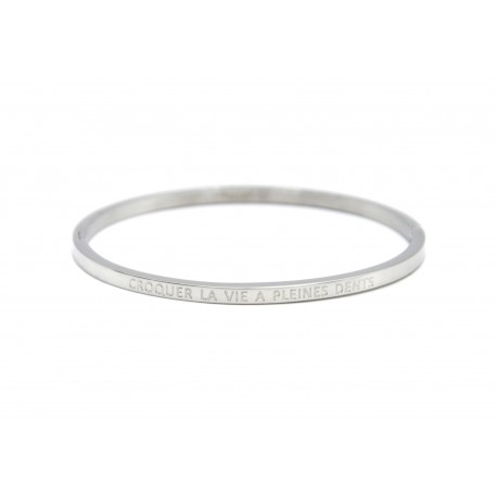 Bracelet argenté "croquer la vie à pleines dents"