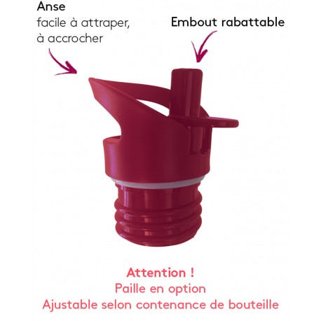 Bouchon sport framboise pour gourde Gaspajoe