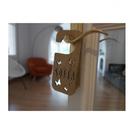 Plaque de porte personnalisable en bois - Papillons