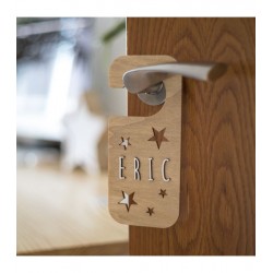 Plaque de porte personnalisable en bois - Etoiles