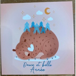 Carte simple Douce et Belle Année + enveloppe