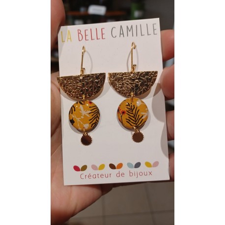 Boucles d'oreilles Pia Végétal jaune La Belle Camille