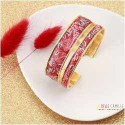 Bracelet jonc fin Fleurs rouges La Belle Camille