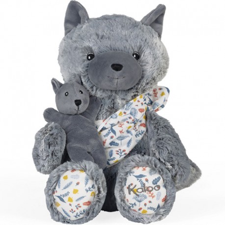 Linoo Peluche Papa/Maman Loup et son petit (35 cm)