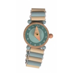 Houten blauwe horloge