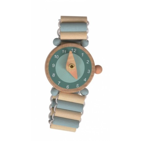 Houten blauwe horloge