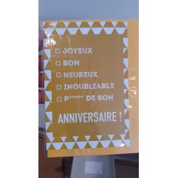 Carte double "Anniversaire" (à cocher) (+ enveloppe)