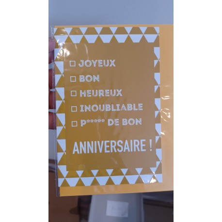 Carte double "Anniversaire" (à cocher) (+ enveloppe)