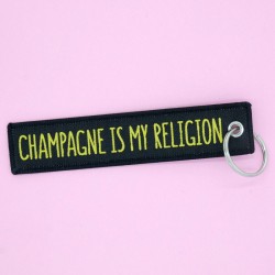 Porte-clé tissé "Champagne is my religion"