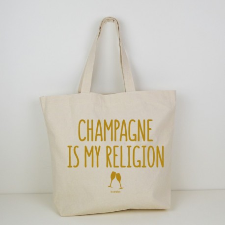 Cabas "Champagne is my religion"