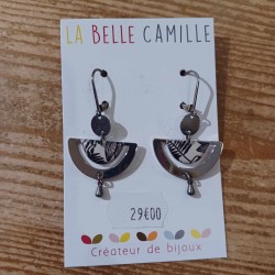 Oorbellen Maya black ink La belle Camille (zilver)