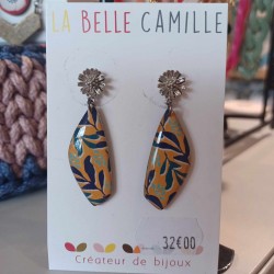 Boucles d'oreilles Ange jungle jaune La Belle Camille (argent)