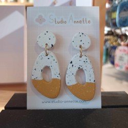 Boucles D'oreilles Paulette - Bicolores Terrazzo | Moutarde