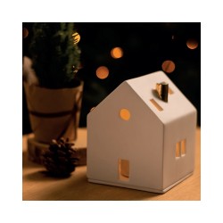 Photophore maison avec cheminée dorée