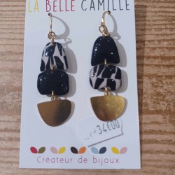 Oorbellen Janie vintage zwart La Belle Camille