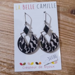 Boucles d'oreilles Lou vintage noir La belle Camille (argent)