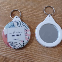 Porte-clé + miroir "Je t'aime maman"