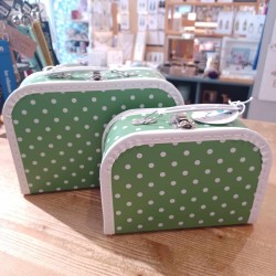 Koffertje groen met stipjes - medium