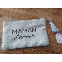 Pochette "Maman d'amour" argenté
