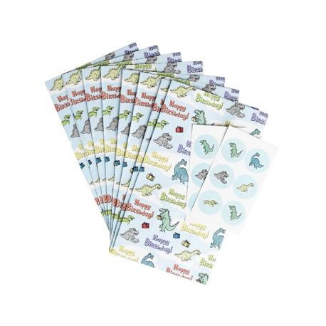 8 Pochettes Cadeau Dinosaure + stickers